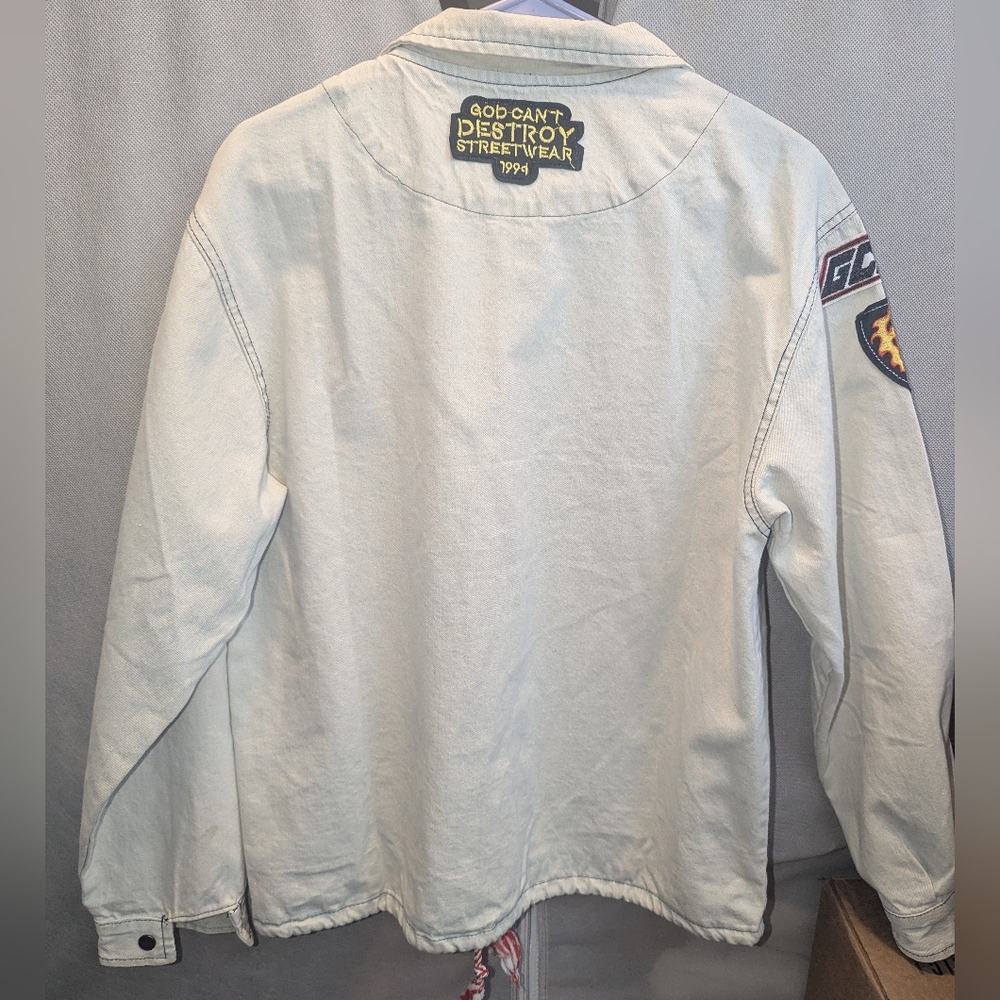 Men's Light Gray Patchwork Bomber Jacket - image 3